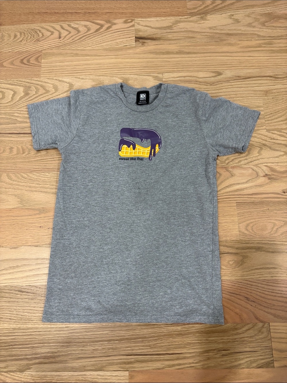 The Drip Shop Gray Graphic Crewneck Tee with Purple & Yellow Drip Design